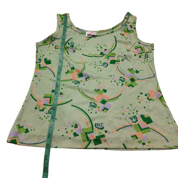 Vintage 60s Mod Green Geometric Print Triacetate Tank Top Size Medium JC Penney - Picture 9 of 10